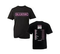 Pink Dance Crew Band Blackpink 2025 World Tour T-Shirt - K-Pop Concert Dates Tee - Unisex Fan Merch Top (Black, S)