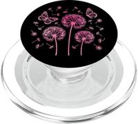 Pink Dandelion Flower Butterfly Women Girls PopSockets PopGrip for MagSafe