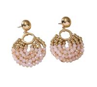 Pink Dangle Drop Earrings for Women Summer Beaded Bohemia Beach Vacation Statement Earrings Personalized Handmade Wedding Party Jewelry