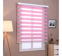 Pink Day and Night Zebra Roller Blind,Double Roller Blind,Vision Window Roller Blind,Transparent and Opaque Privacy Screen Roller Blind,for Bedrooms,Bathroom,Office,Custom (W45xH120cm/18x47in)