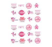 Pink Day Breast Cancer Awareness Fundraising Edible Premium Wafer Card Cupcake Toppers For Cake & Cupcakes 24 Precut Round Ready to use