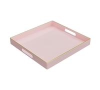 Pink Decorative Tray with Handles, Coffee Table Tray, Square Plastic Tray for Ottoman Bathroom Kitchen 33x33x4cm