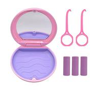 Pink Denture & Teeth Mouth Tray Retainer Box Sets Partial Denture Box with 2Pcs Aligner Removal Tool （Random Color）and 9Pcs Invisible Chewer (Random Color)