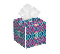 Pink Diamond Bohemian Pattern Tissue Box Cover Square Leather Waterproof Tissue Box Holder for Home Office