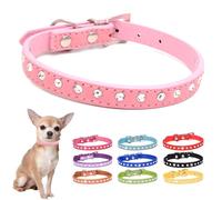 Pink Diamond Dog Collar For Small Dogs Rhinestone Puppy Collar Girls Female Crystal Diamond Sparkling Glitter Bling Cat Collars For Kittens XXS XS Small Breed Pets, XXSmall