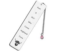 Pink Diamond Engraved Bookmark - Unique Metal Bookmarkers for Women & Men Who Love Reading, Funny Highland Cow Book Marker, Decorative Animal Lover Book Accessories Gift (1 Pack)