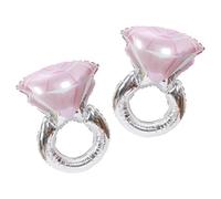 Pink Diamond Foil Balloons - Self-Sealing Reusable Wedding Decorations for Engagement Party, Anniversary, Romantic Proposal (2 Pack)