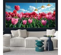 Pink Diamond Painting Kits for Adults 31x62inch Diamond Art Tulips Painting by Numbers for Children with Full Square Drill Accessories, Crystal Arts and Crafts Cross Stitch Pictures for Gifts y-w298