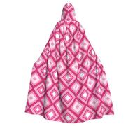 Pink Diamond Pattern Adult Halloween Party Cloak-Stylish Pumpkin Theme Hooded Wizard Robe Cosplay Costumes