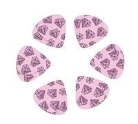 Pink Diamond Pattern print Guitar Picks 12PCS Mixed Gauges(0.46/0.71/0.96mm) with Case, for Guitar/Ukulele