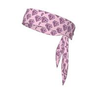 Pink Diamond Pattern Print Head Tie Headbands, Ninja Karate Tie, Athletic Sweatbands,Sweat Wicking Workout Head Band