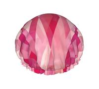 Pink Diamond Pattern Print Reusable Shower Cap For Women Shower Caps With Double-Layer Elastic For Long Hair Bath