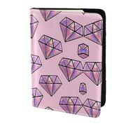 Pink Diamond Pattern Printing Cowhide Passport Holder,Passport Cover,Travel Card Cover Case For Men Women,Documents Protector, Black, One Size