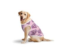 Pink Diamond Pattern Soft Cotton T-Shirt Vest For Large Dogs, Print Pet Clothes Breathable Pet Pullover Tee Sleeveless Sweatshirt (3xl-5xl)