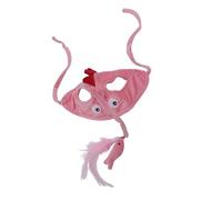 Pink Dinosaur Head Mounted Cat Teaser Wand Interactive Toy for Cats Hat Wearing Stick for Happy Cats