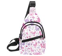 Pink Dinosaurs Sling Backpack Crossbody Bag Convertible, Small Diaper Bag Hiking Daypacks
