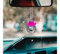 Pink Disco Ball Car Accessory,Car Disco Ball,Pink Car Accessories for Women,Disco Car Charm,Disco Ball Car Mirror Ornament,Mini Disco Ball for Car,Car Disco Ball Decor,Disco Cowgirl Car Charm