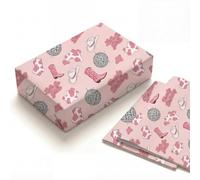 Pink Disco Cowgirl Boot Birthday Wrapping Paper Folded Sheets, 120GSM Thick Kraft Wrapping Paper for Women Girls, Western Cow Print Present Packaging for Bachelorette Teen, 2 Pack