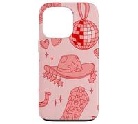 pink disco cowgirl hat country rodeo western retro horseshoe Case for iPhone 13 Pro