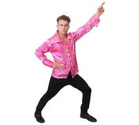 Pink Disco Shirt - X-Large - Pink Ruffle Shirt with Big Collar - Adults 70s/80s Fancy Dress Costume