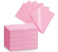 Pink Disposable Dental Bibs 125 Pcs Polyback Towel 3 Ply Waterproof Patient Bibs Dentist Napkins Nail Paper Sheets Lash Dental Bibs for Dental Office, Tattoo Shop and Beauty Salon