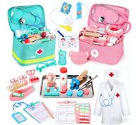 Pink Doctors Set for Kids and cyan doctor toy combo set