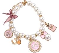 Pink Dog Bead Collar, Pet Pearl Necklace, Princess Bowknot, Cute Collar, Puppy Accessories, Cat Jewelry, Bead Collar for Dog and Cat, Adjustable Dog Jewelry Collar (S
