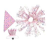Pink Dog Birthday Costume Hat Dress Scarf for Small Puppies | Cloth Set with Drawstring Hat, Breathable Reusable Outfit, Happy Birthday Print, Party Photos and Social Media
