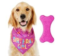 Pink Dog Birthday Party Set, Dog Scarf, Dog Bone Toy, Christmas Pet Dog Scarf, Dog Party Hat