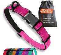 Pink Dog Collar Large Dogs - Strong Reflective Adjustable Padded Dogs Collars - Aluminium V-ring Dog Safety