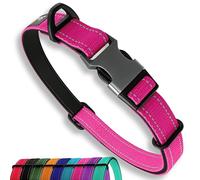 Pink Dog Collar Small Dogs - Strong Reflective Adjustable Padded Dogs Collars - Aluminium V-ring Dog Safety
