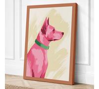 Pink Dog in Profile Modern Canvas Wall Art Print 18x12 Inch (46 x 30 cm)