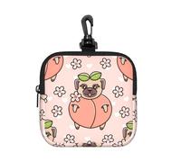 Pink Dog Peach, Square Zipper Storage Bag, Neoprene Coin Purse, Small Wallets, Change Pouch, Change Purse