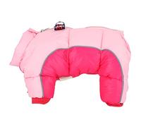 Pink Dog Winter Clothes, Pet Keep Warm Clothing, Windproof Four - Leg Ribbed Dog Coat with Back Zipper and Reflective Stitching for Small to Large Breeds (14#)