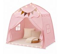 Pink Dome Tent Indoor Outdoor Extra Large Foldable Decorative Tent 150 x 100 x 150 cm, Portable Indoor Tent with Windows, Bunting and Starlight