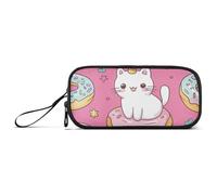 Pink Donut Food Unicorns Cat Nylon Pencil Bag for Teen High Capacity Pencil Cases Stationery Organizer for School Kids