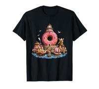 Pink Donut Lighthouse Coastal Bakery Harbor T-Shirt