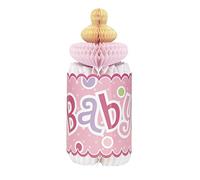 Pink Dots Bottlе-Shaped Honeycomb Decoration (30cm) 1 Piece - Adorable and Unique Party Décor for Baby Shower Celebrations