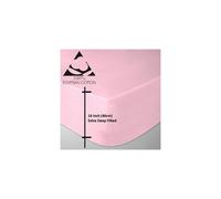 (Pink, Double) 100% Egyptian Cotton 200 Thread 40CM Fitted Sheet
