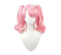 Pink Double Ponytail Wig for Women Short Curly Pastel Cosplay Wigs Realistic Anime Costume Wigs Heat Resistant Synthetic Wig for Halloween Party