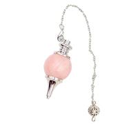 Pink Dowsing Divinatory Pendulum, Divinatory Pendulum in Natural Rose Quartz, Sephoroton Pendulum 4 cm in Rose Quartz Stone, 18 cm Chain Included