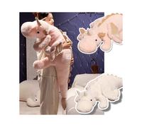 (Pink Dragon, about 120-130cm) 1pc 70-150cm Giant White Dragon Plush Toy With Unicorn Horn Flying Wings Dragons Dinos Hug Throw Dinos Nap Sleeping GiftStuffed Animals