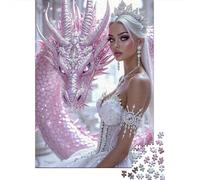 Pink Dragon Fantasy Jigsaw Puzzle for Adults 1000 Pieces Puzzle Game Crown Princess Relaxing Gift Home Decor 52x38cm/1000pcs
