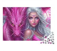 Pink Dragon Jigsaw Puzzle for Adults 1000 Piece Jigsaw Puzzle White Haired Woman Puzzle Game for Family Relaxing Gift 70x50cm/1000pcs
