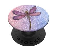 Pink Dragonfly on Background of Pinks Purples Blue Pastels - PopSockets Adhesive PopGrip