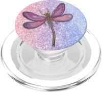 Pink Dragonfly on Background of Pinks Purples Blue Pastels - PopSockets PopGrip for MagSafe