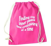 Pink Drawstring Bag Finding My Inner Peace One Crossword at a Time | Cotton