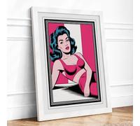 Pink Dream Glamour Retro Framed Wall Art Print A2 (59.4×42cm) White, Wall Decor for Living Room, Bedroom, Office & Home, Ready to Hang, Art Gift