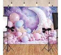 Pink Dream Star Backdrop Star Withe Clouds Balloon Dream Smoke Photography Background Pink Princess Pampas Grass Happy Birthday Banner Girl Baby Shower Party Decorations Photo Studio Props (7x5feet)