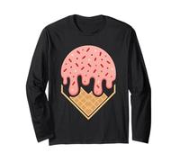 Pink Dripping Ice Cream Baseball Home Plate Sports Lover Long Sleeve T-Shirt
